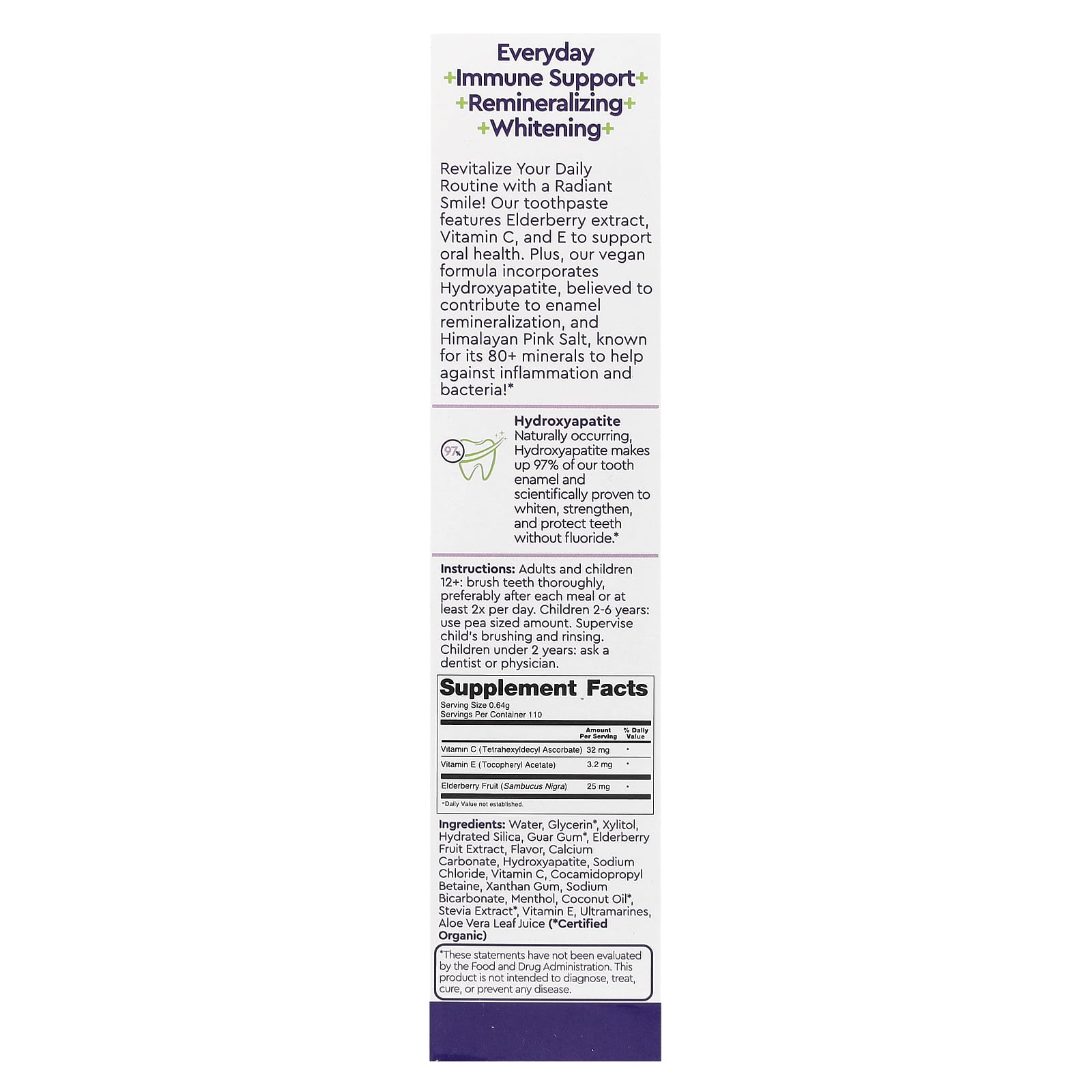 RADIUS Elderberry Mint Hydroxyapatite Toothpaste, 71 g - view 3
